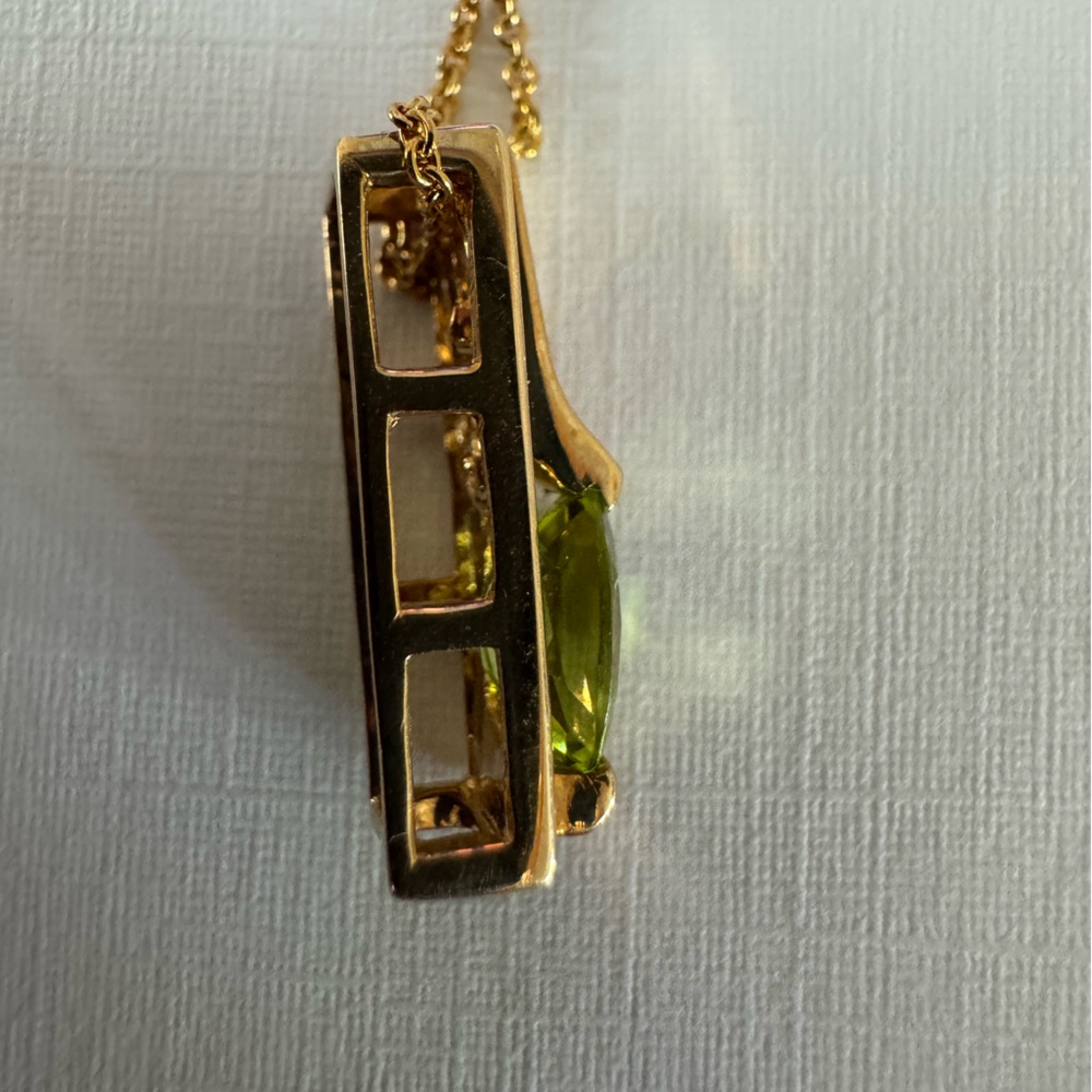 Midas 14K Gold Necklace with Peridot & Diamond Pendant - Picture 7 of 11